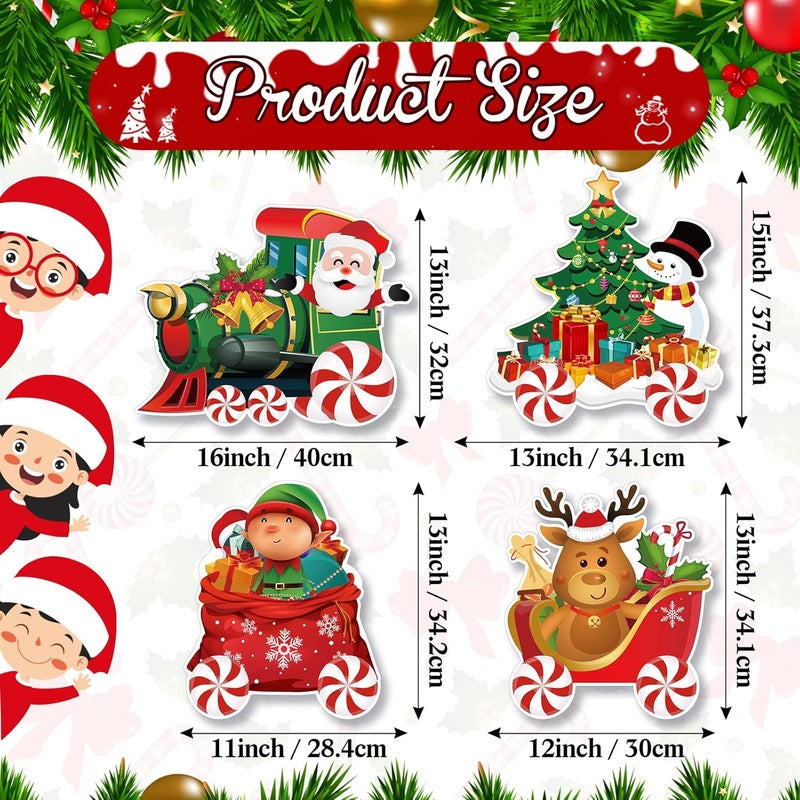 Marsui 4 Pieces Christmas Train Decorations Outdoor Yard Lawn Signs Christmas Tree Gingerbread Santa Snowman Reindeer Train with 8 Stakes for Xmas Holiday Outside Garden Lawn Yard Decor - Image 2